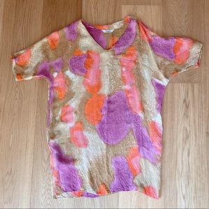 Tucker Silk Geometric Print Shift Dress with side pockets size Medium